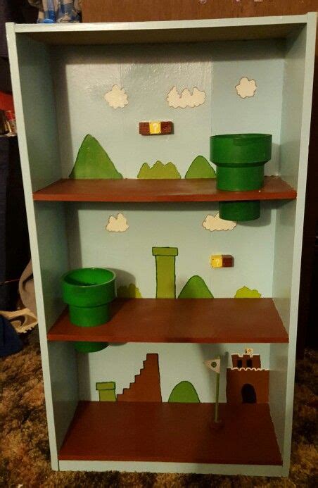 Hand Painted Mario Playset Made Out Of An Old Dvd Shelf