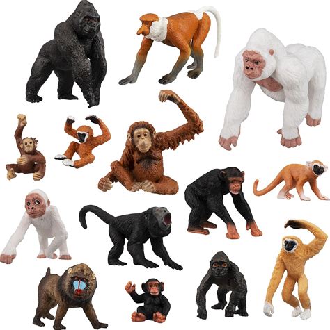 Toymany 14 Piece Monkey And Gorilla Figurines Set Jungle