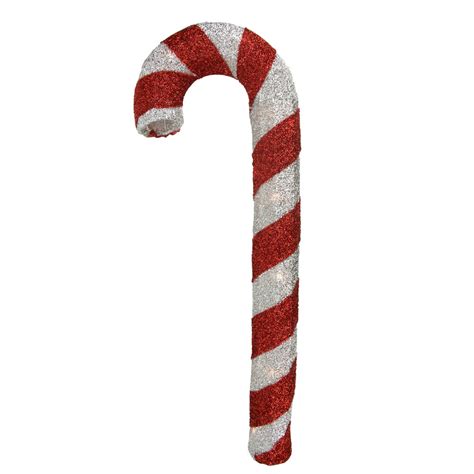 31 Pre Lit Red And Silver Striped Candy Cane Christmas Outdoor Decor