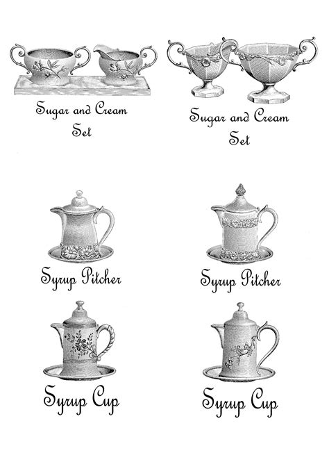 Digital Stamp Design Free Vintage Tea Set Service Digital Stamp