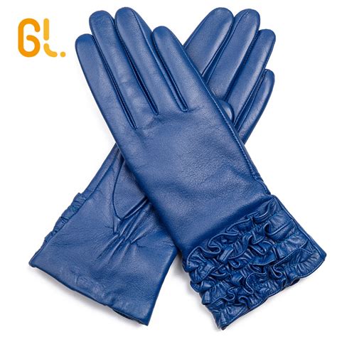 Bw316 Ladies Light Blue Fashion Dressing Free Sample Genuine Leather Glove Warmen Products