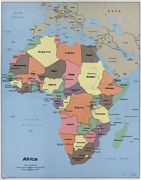 In High Resolution Detailed Political Map Of Africa With The Marks Of Capital Cities And Names