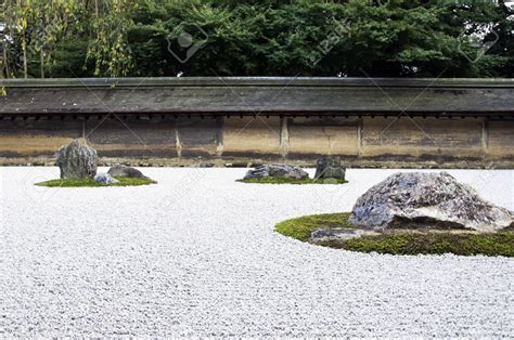 Zen Rock Garden In Ryoanji Templein A Garden Fifteen Stones Stock