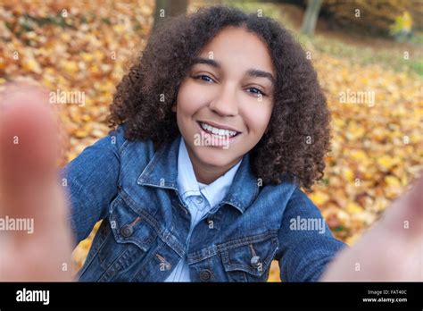 Beautiful Happy Mixed Race African American Girl Teenager Female Child