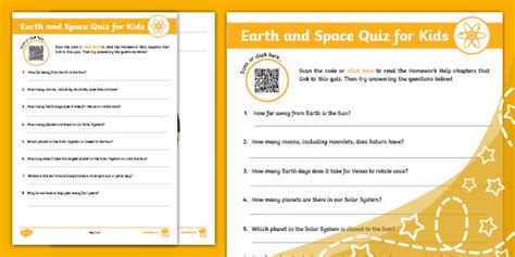 Earth And Space Quiz For Kids Teacher Made