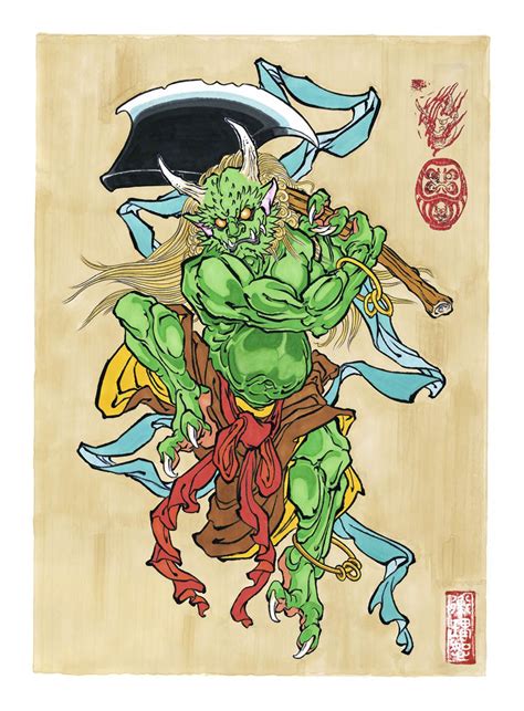 hm draw of the orient oni green hm draw of the orient oni green prints japanese