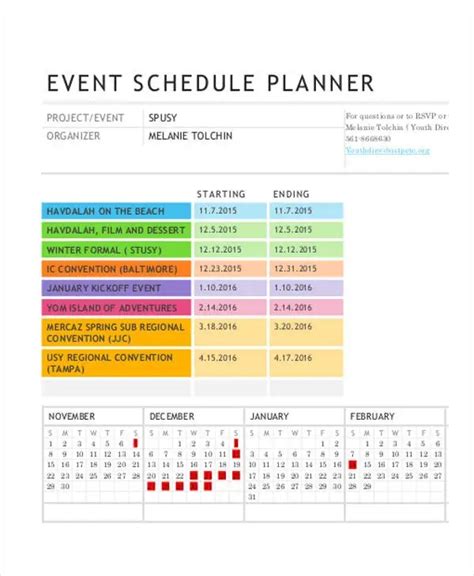 Free Event Schedule Template