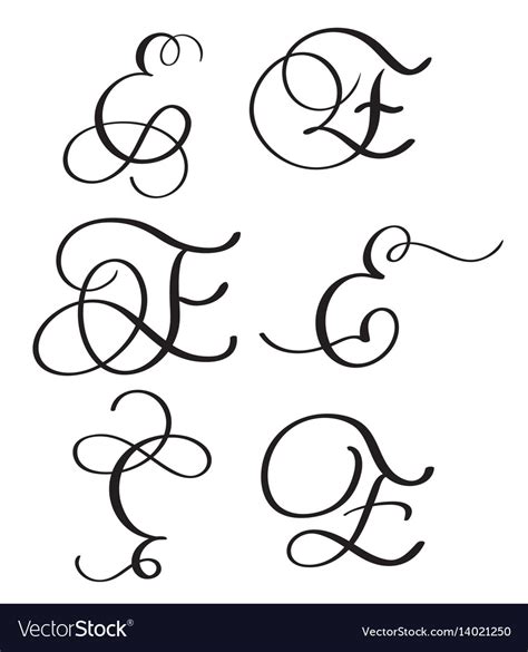 Calligraphy Letter E In Different Styles Naianecosta16