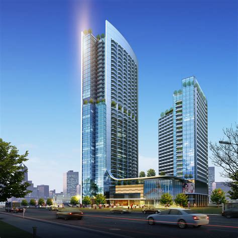detailed high rise building complex 3d model max obj mtl tga 2 facade architecture design