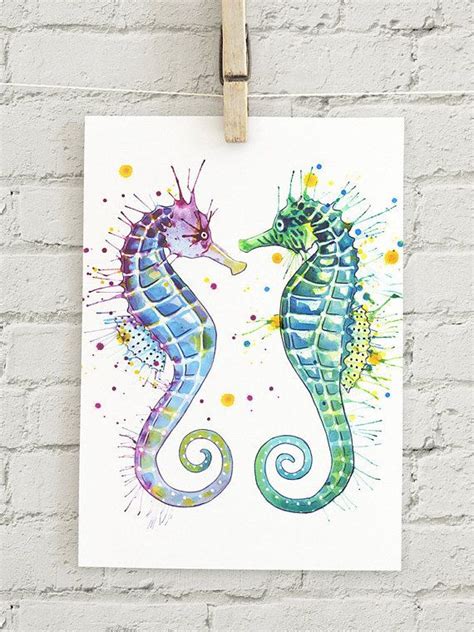 Seahorse Art Seahorses Fineliner Horse Tattoo Sea Art Canvas