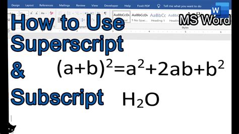 How To Apply Subscript And Superscript In Ms Word Youtube