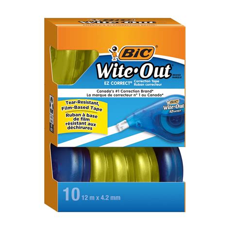 Bic Wite Out Brand Ez Correct Correction Tape White 10pk Grand And Toy