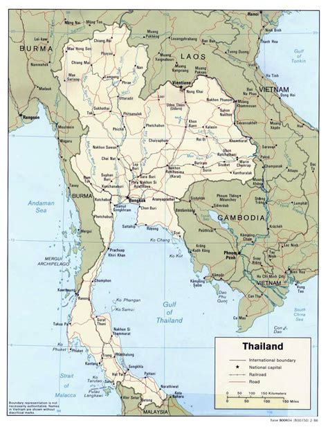 Political Map Of Thailand With Roads And Major Cities