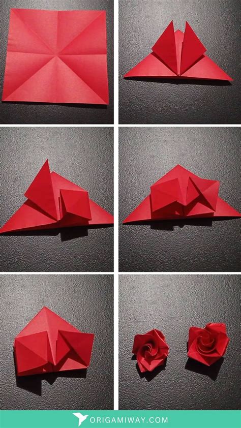Origami Rose Instructions Origami Way In 2023 Origami Rose Paper