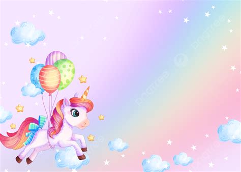 Fantasy Rainbow Balloon Clouds Unicorn Background Desktop Wallpaper