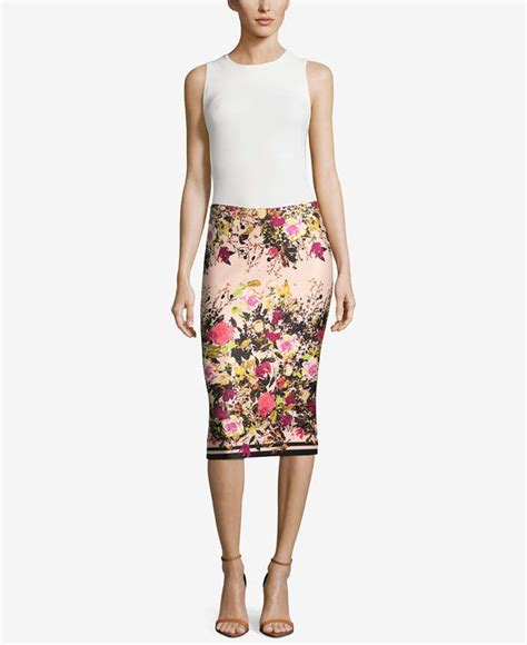 Eci Floral Print Pencil Skirt Pencil Skirt Printed Pencil Skirt