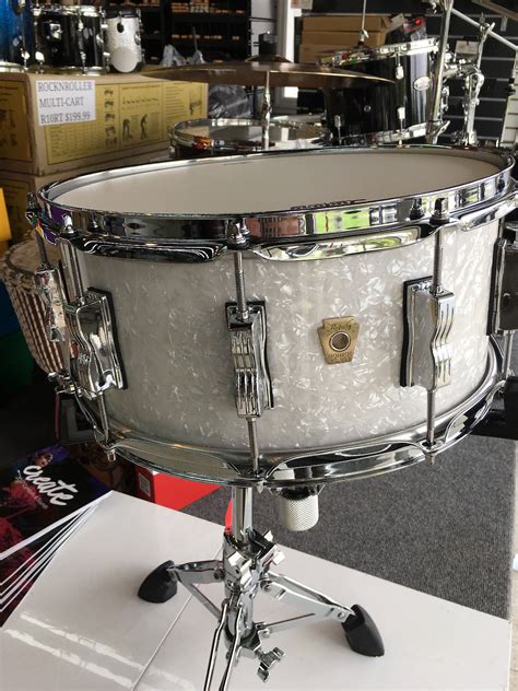 Ludwig Classic Maple Snare Drum 65 X 14 White Marine Pearl Reverb