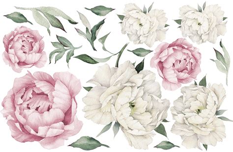 Large Peony Wall Decal Large Peonies Wall Decals Peony Etsy