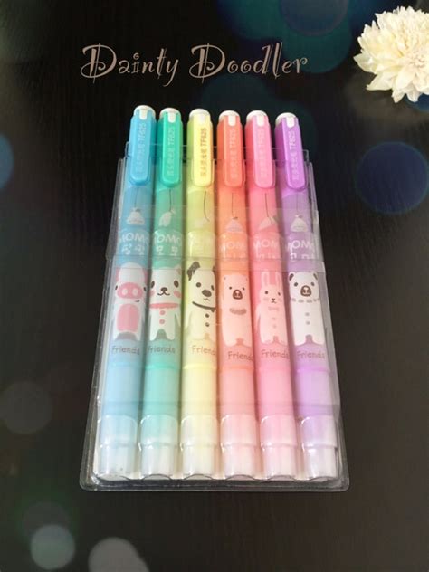 Cute Rainbow Pastel Highlighters Set Of 6 Kawaii