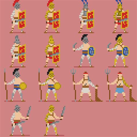 Roman Gladiators Roguelike Characters 32x32 By Jere Sikstus
