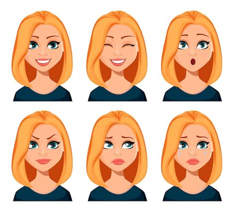 premium vector face expressions of woman