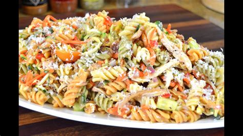Chicken, vegetables and pasta simmer together in a creamy mushroom sauce, touched with basil, for a carefree skillet supper. Chicken & Vegetable Pasta Salad Recipe |Cooking With ...