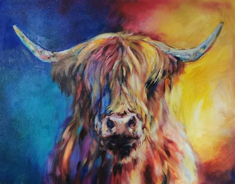 ‘lewis Highland Cow 60 X 76 Cm Oil On Canvas For Sale £420 Cow