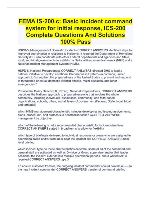 Fema Ics 200 B Test Answers