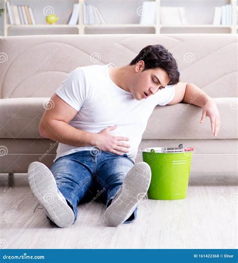 Man Suffering From Sick Stomach And Vomiting Stock Photo Image Of