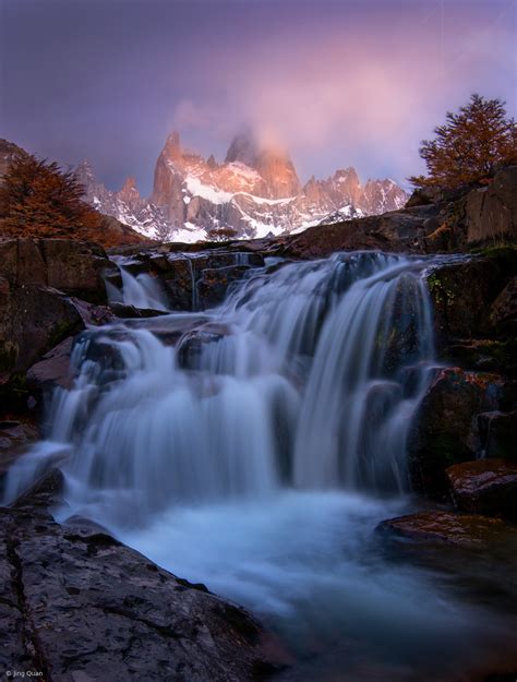 Mt Fitz Roy With Waterfall By Jing Quan