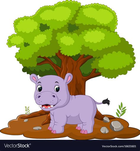 Cartoon Hippos In The Jungle Royalty Free Vector Image