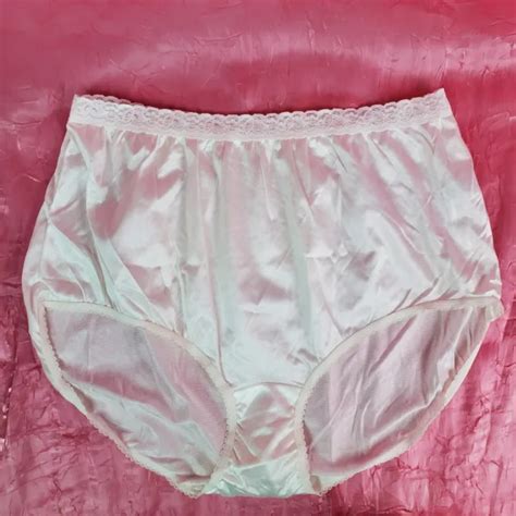 Vtg Sheer Panties Shiny Silky Nylon Gusset W Lace 8 Xl Sissy Sexy