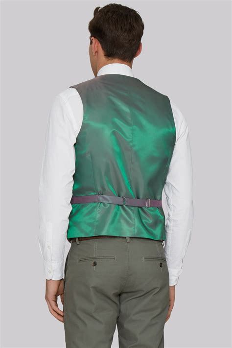 Moss 1851 Tailored Fit British Wool Green Multicheck Waistcoat