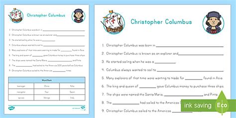 Christopher Columbus Worksheet History Resource Twinkl