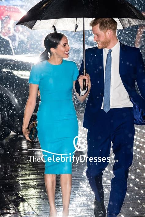 Meghan Markle Light Blue Fitted Midi Dress 2020 Endeavour Fund Award