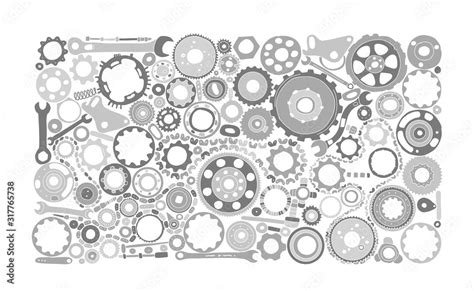 Auto Spare Parts And Gears Background For Your Design Stock Vector