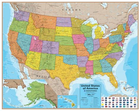 Wall Map Of The United States Laminated Just 1999