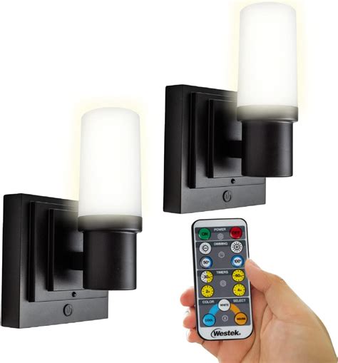 Westek Battery Operated Wall Sconce With Remote 2 Pack Plastic