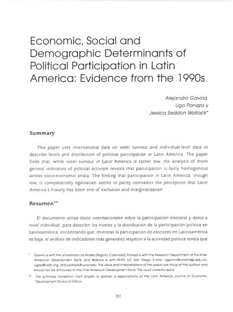 Pdf Economic Social And Demographic Determinants Of Political