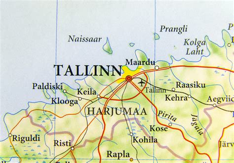 Geographic Map Of European Country Estonia With Capital City Tallinn