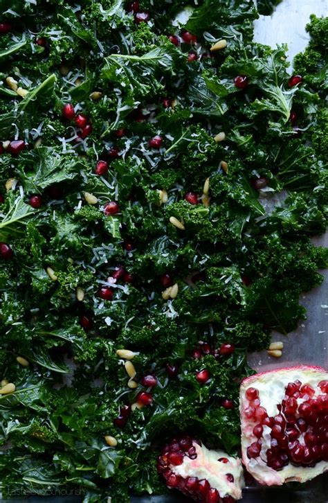Massaged Kale Salad With Parmesan Pine Nuts And Pomegranate