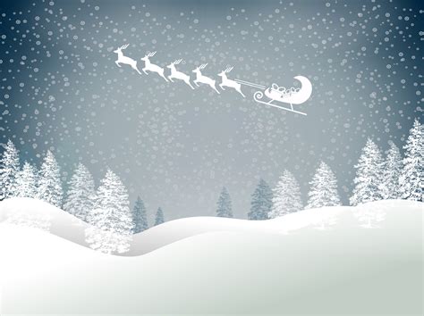 Free Photo Snowy Christmas Landscape With Santas Sled And Reindeer