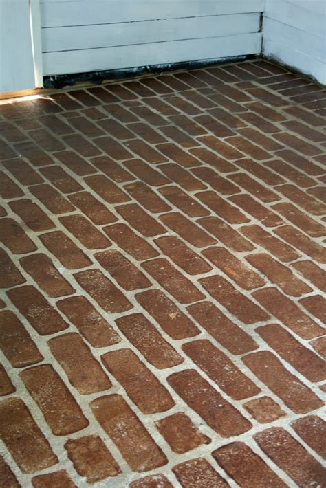 Faux Brick Pattern On A Concrete Porch Stained Brick Concrete Stained