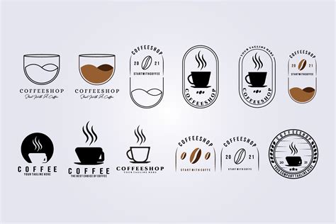 Set Bundle Coffee Shop Logo Simple Graphic By Lodzrov · Creative Fabrica
