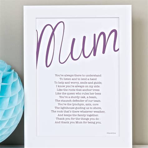 Mum Personalised Poem Print By Bespoke Verse Mum Poems Happy Birthday Cards Handmade