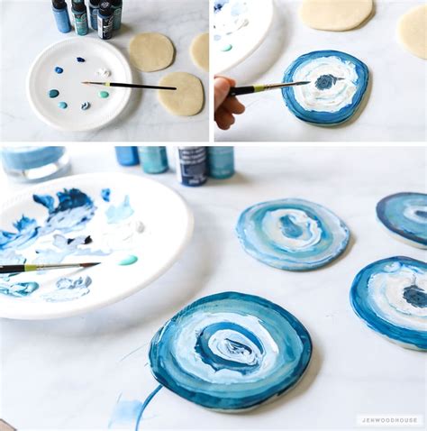 How To Make Faux Diy Agate Coasters With Polymer Clay And Acrylic Paint