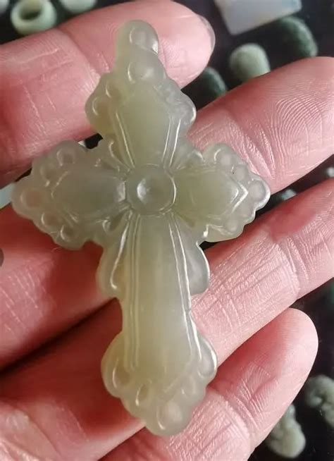 Natural Jade Cross Jesus A Handcarved Jade Lucky Jade Jadeite Jade Violet Jade Pendant Jade