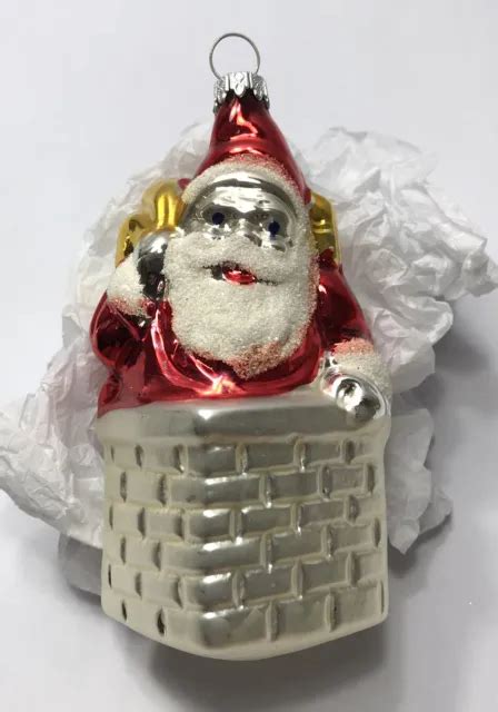 Vintage West Germany Santa In Chimney Blown Mercury Glass Christmas Ornament Picclick