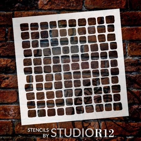 Hand Drawn Square Grid Stencil By Studior12 Select Size Etsy