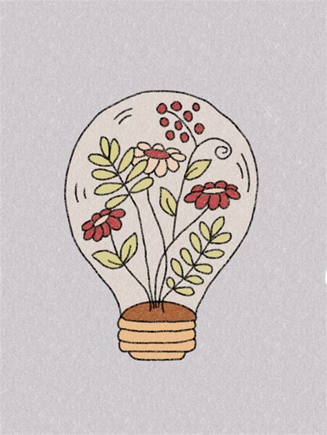 Aesthetic Cute Light Bulb Flowers Wallpaper Drawing Dibujos Bonitos